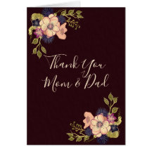 Dank je wel mama en papa, Bourgogne Bloemen Kaart