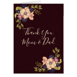 Dank je wel mama en papa, Bourgogne Bloemen Kaart