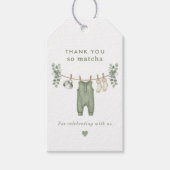 Dank je wel Matcha Sage groene baby shower Cadeaulabel (Voorkant)