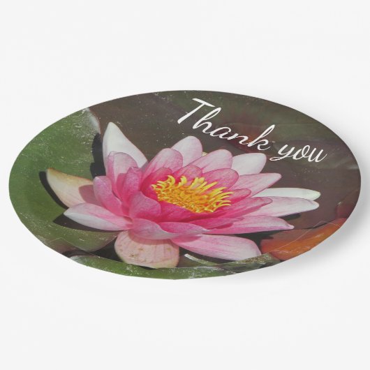 Dank je wel Meal Pink Water Lily Papieren Bordje (Gekanteld)
