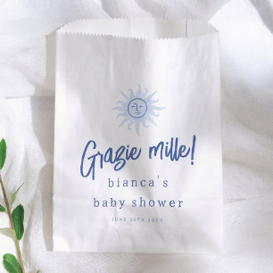 Dank je wel! Mediterrane Blauwe Jongen Baby Showe Bedankzakje