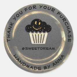 Dank je wel Mermaid Muffin Kraft Smile Gray Ronde Sticker