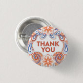  Dank je wel met bloemen en retro-zirls Ronde Button 3,2 Cm (Voorkant /achterkant)