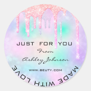 Dank je wel met de liefde Glitter Holograaf Unicor Ronde Sticker
