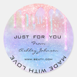 Dank je wel met de liefdesholograaf Glitter Ronde Sticker