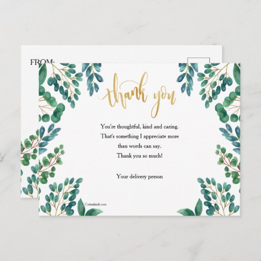 Dank je wel met gebladerte briefkaart (Voorkant / Achterkant)