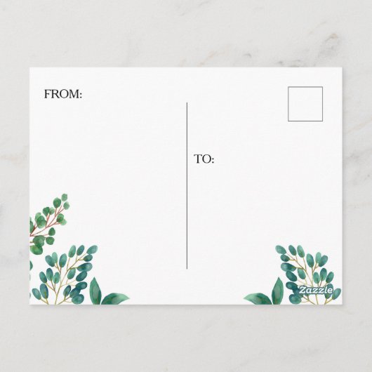 Dank je wel met gebladerte briefkaart (Achterkant)