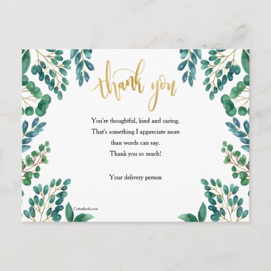 Dank je wel met gebladerte briefkaart (Voorkant)