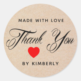 Dank je wel met liefde gemaakt ronde sticker