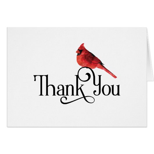Dank je wel met Red Cardinaal Bird op White (Voorkant Horizontaal)