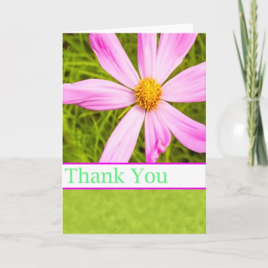Dank Je Wel Met Roze Cosmos Bloem Bedankkaart (Voorkant)