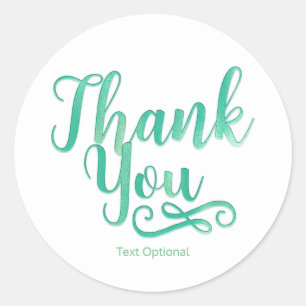 DANK JE WEL Minty Green Shimmer Type Custom Ronde Sticker