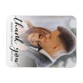 dank je wel , modern chic handschrift , trouwfoto magneet (Horizontaal)