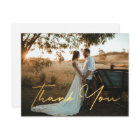 dank je wel , moderne goudhandschrift trouwfoto