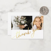 dank je wel , moderne goudkalligrafie bruiloft col notitiekaartje (Voorkant / Achterkant in situ)