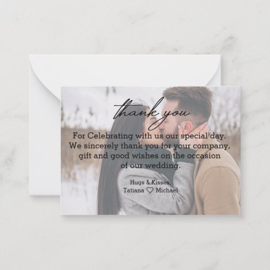 dank je wel , moderne handschrift chic bruiloft 2  notitiekaartje (Achterkant)