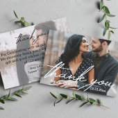 dank je wel , moderne handschrift chic bruiloft 2  notitiekaartje