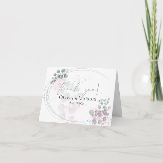 Dank je wel | Moderne waterverf Eucalyptusblad Bedankkaart (Voorkant)