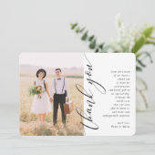 DANK JE WEL moderne zijaanroep bruiloftsfoto calli Kaart (Staand voorkant)