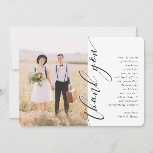 DANK JE WEL moderne zijaanroep bruiloftsfoto calli Kaart (Voorkant)