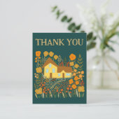 DANK JE WEL Mooie Boerderij Bloemen Briefkaart (Staand voorkant)