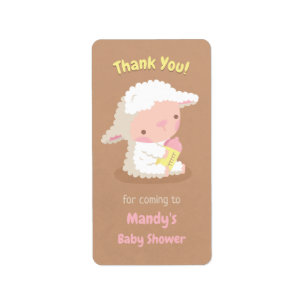 Dank Je Wel Mooie Lam En Fles Baby Shower Etiket