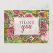 Dank Je Wel Mooie Roze Bloemenaquarel Briefkaart (Voorkant)