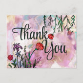 Dank je wel Mooie Wilde Bloem Waterverf Marmeren W Briefkaart (Voorkant)