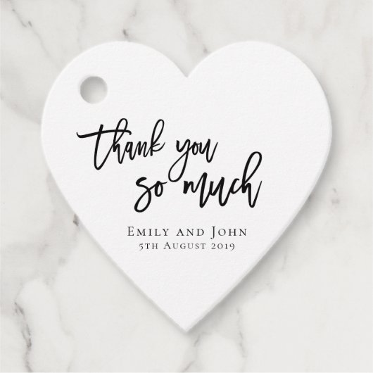 Dank je wel Namen namen Bedankt bruiloft Hart Bedankjes Labels (Voorkant)