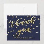 Dank je wel | Navy & Faux Goud Script Ansichtkaart Briefkaart (Voorkant / Achterkant)
