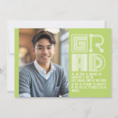 DANK JE WEL | Neon groene diploma-uitnodigingskaar Kaart (Achterkant)