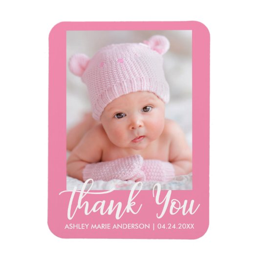 Dank je wel nieuwe Baby Pink Magneet (Verticaal)