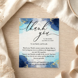 Dank je wel ombre blauwe handtekening elegant flyer