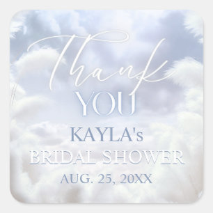 Dank je wel On Cloud Nine 9 Pampas Bruidsborrel Vierkante Sticker