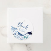 Dank je wel onder het Zee Blue Boy Baby shower Bedankjes Labels (In situ)