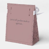 "Dank je wel" op stoffig roze Bedankdoosjes (Achterkant)