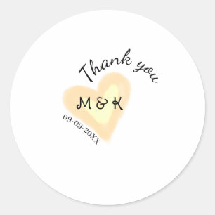 DANK JE WEL ORANJE HART NAAM BRIEF DATUM TROUWEN RONDE STICKER