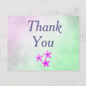 Dank je wel paarse bloemen briefkaart (Voorkant)