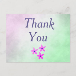 Dank je wel paarse bloemen briefkaart