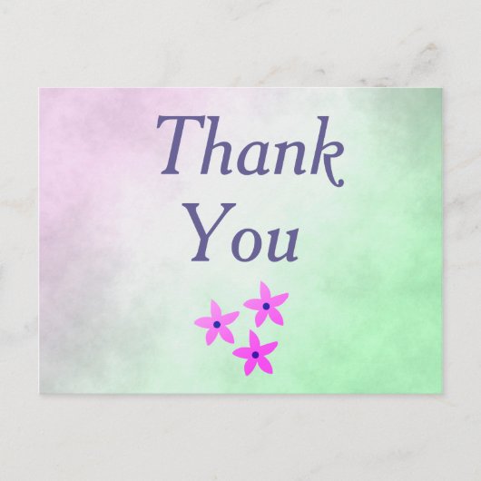 Dank je wel paarse bloemen briefkaart (Voorkant)