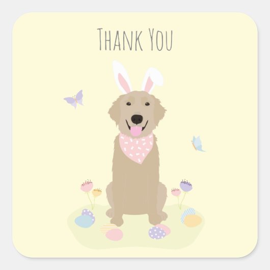 Dank je wel paashaas Golden Retriever Vierkante Sticker (Voorkant)