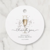 Dank Je Wel Parels & Prosecco Bruidsfeest Bedankjes Labels (Voorkant)