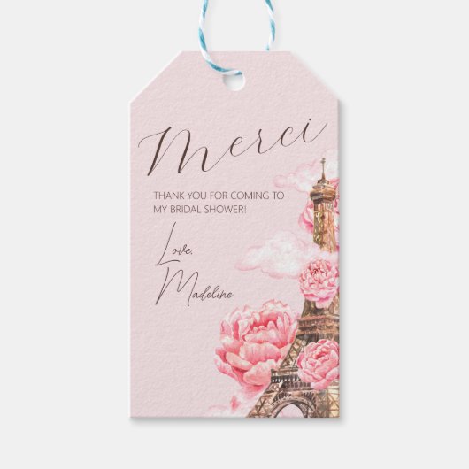 Dank je wel Paris Bruidsuitnodiging Cadeaulabel (Voorkant)