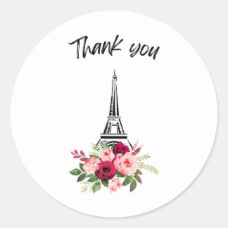 Dank je wel Paris rozen Ronde Sticker