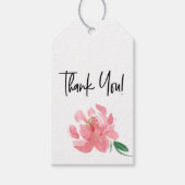 Dank je wel Peony Watercolor Roze Bloem Cadeaulabel (Voorkant)