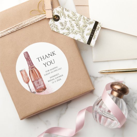 Dank je wel Petals & Prosecco Bruidsdiner Ronde Sticker (Geschenken)
