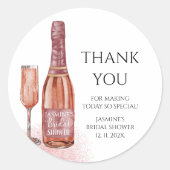 Dank je wel Petals & Prosecco Bruidsfeest Ronde Sticker (Voorkant)