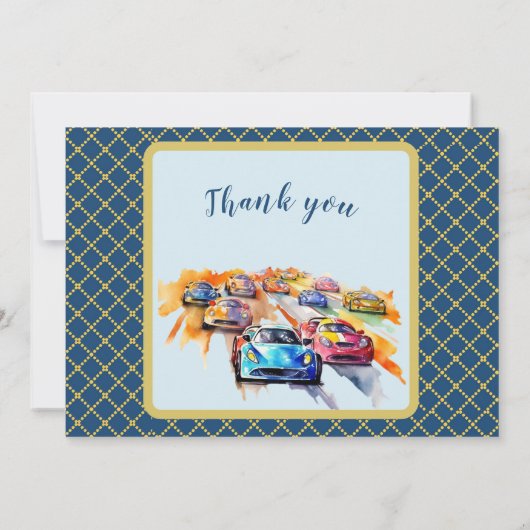 Dank je wel Photo Boy Race 5e verjaardag Bedankkaart (Achterkant)