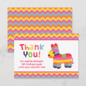 Dank je wel Pinata Mexican Fiesta Birthday Party Bedankkaart (Voorkant / Achterkant)