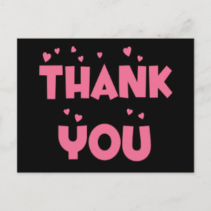 Dank je wel, Pink and Black Heart Briefkaart